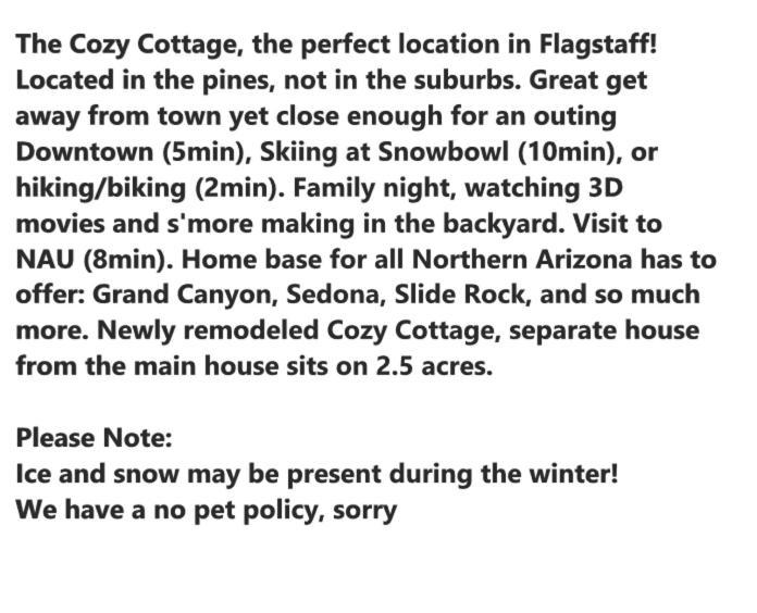 The Cozy Cottage Flagstaff Exterior foto